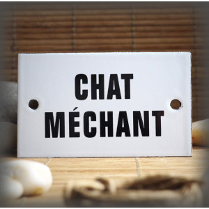 Plaque émaillée 10x6cm "Chat Méchant"