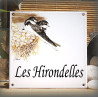 Plaque maison émaillée décor Hirondelles