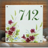 Street Number sign enamelled Violets decoration