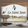 Home sign enamelled stork decor 5,2x8in