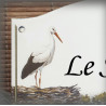 Home sign enamelled stork decor 5,2x8in