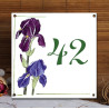 Numéro de rue émaillé décor Iris 15x15cm
