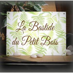 Grande Plaque de Maison émaillée décor Enchanté avec votre texte personnalisé