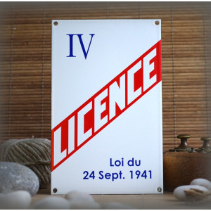 Plaque Licence IV en émail véritable - Style Vintage - Fabrication Française