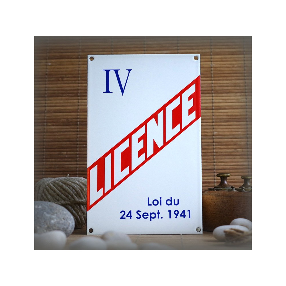 Plaque Licence IV en émail véritable - Style Vintage - Fabrication Française