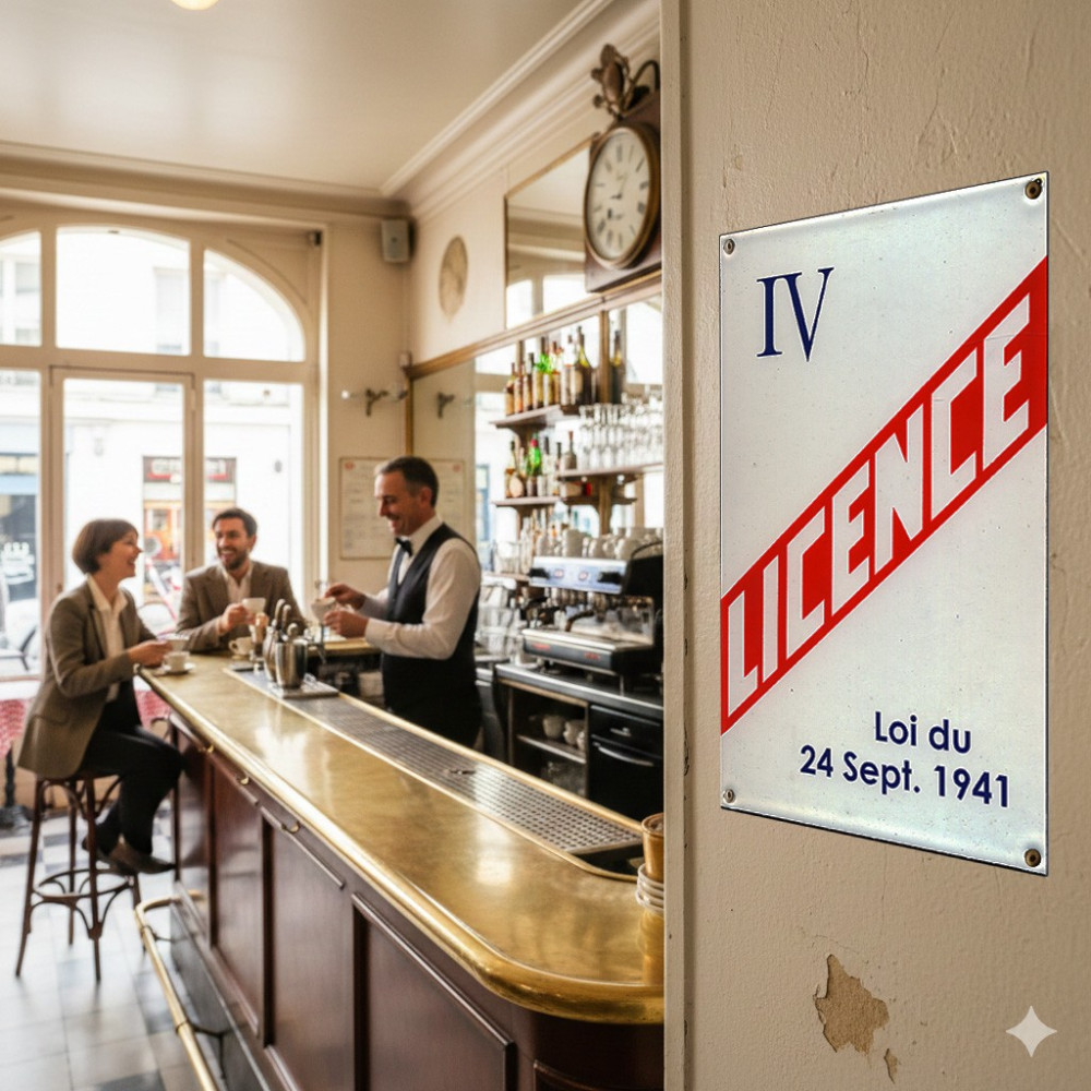 Plaque Licence IV en émail véritable - Style Vintage - Fabrication Française