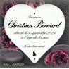 Personalized white enameled heart funeral plaque without border – Kastler calligraphic font.