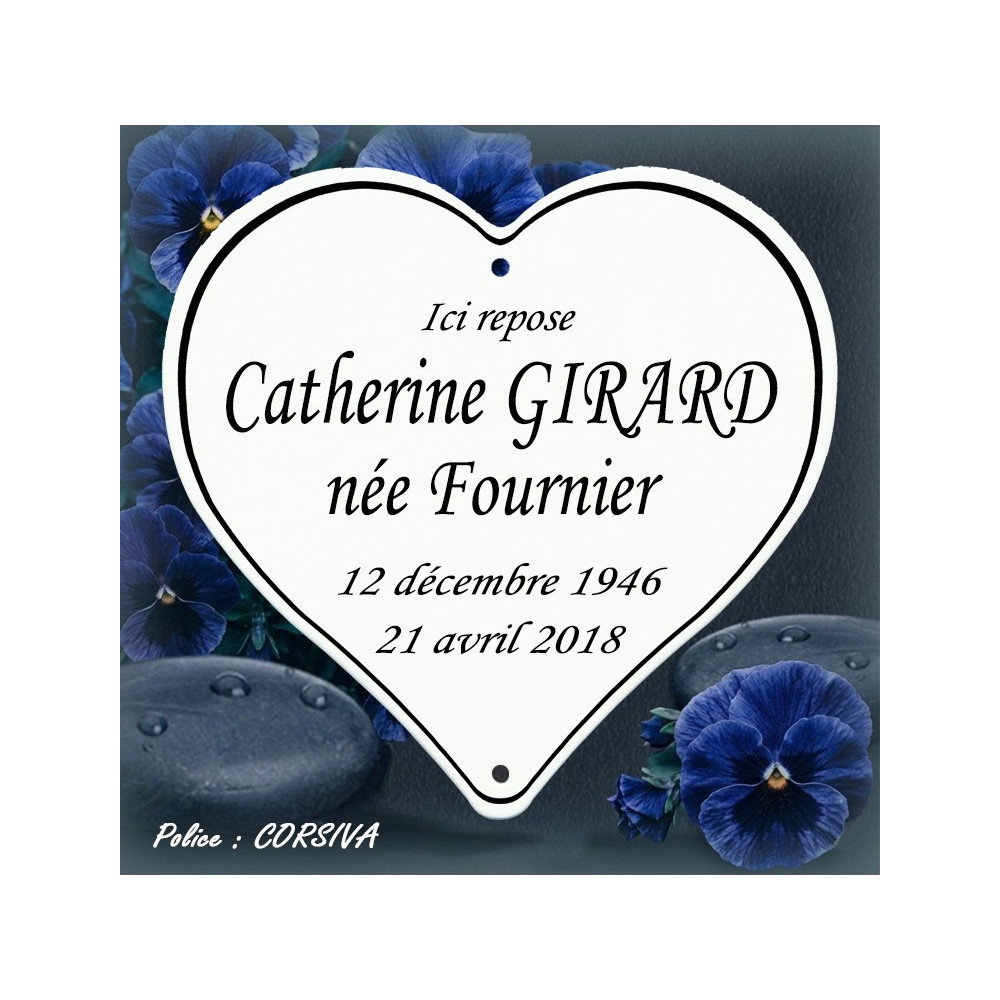 Cœur émaillé blanc avec filet – Police Corsiva