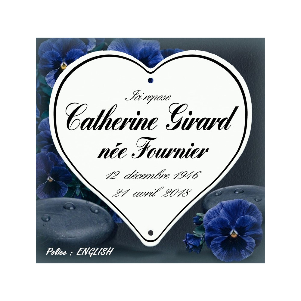 White enameled heart with border – English font