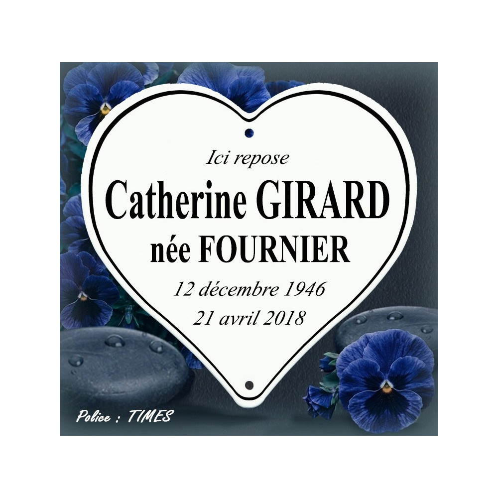 Cœur émaillé blanc avec filet – Police times