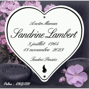 Fabrication artisanale d'un Coeur funeraire en email blanc personnalisé police english