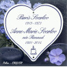 White enameled funeral heart with handcrafted customization – English font