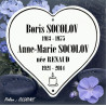 Coeur funéraire émaillé blanc avec personnalisation artisanale police Oldone
