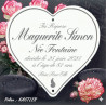 White enameled funeral heart with 6-line customization – Kastler font + a drawn tear.