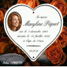 Coeur funéraire en émail blanc avec petite photo ovale et texte en caractères english