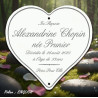 Coeur de mémoire émaillé + 6 lignes de personnalisation et trait avec caractères english