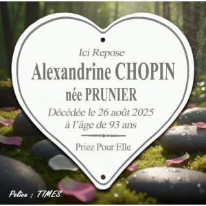 Plaque Funéraire Cœur Émaillé avec Filet et Trait | 6 Lignes