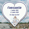 Enameled memorial heart on stainless steel pastel angel decor 4 lines oldone customization
