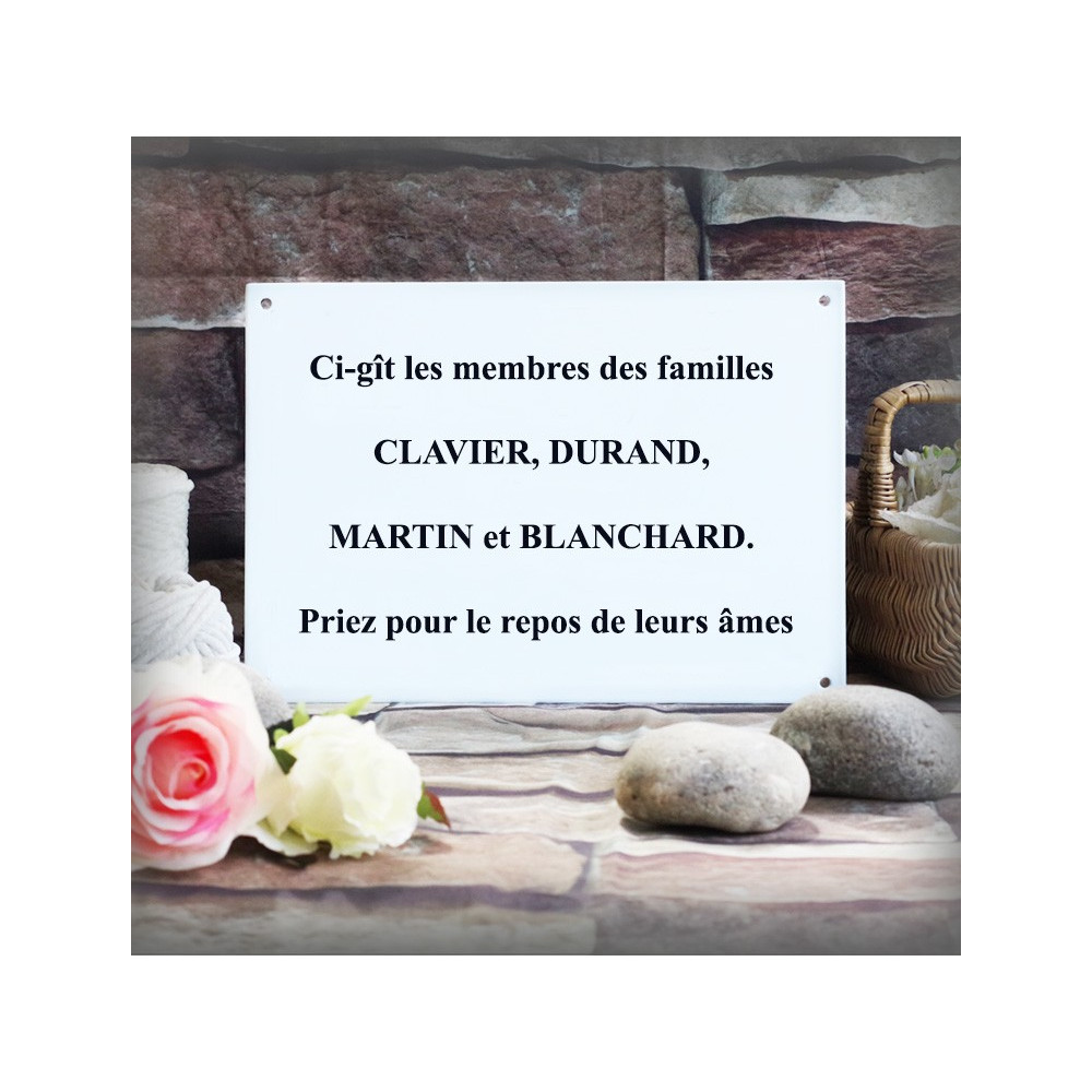 Funeral enamel plate rectangle 8x11,2in