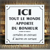 Plaque Émaillée "ICI tout le monde apporte le bonheur" 15x15 | Sanrival