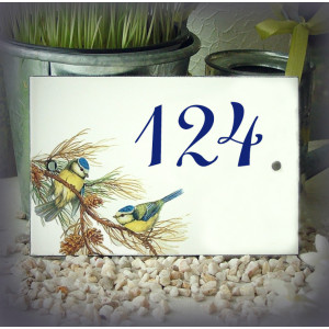 Numéro décor mésange bleue 15x10cm
