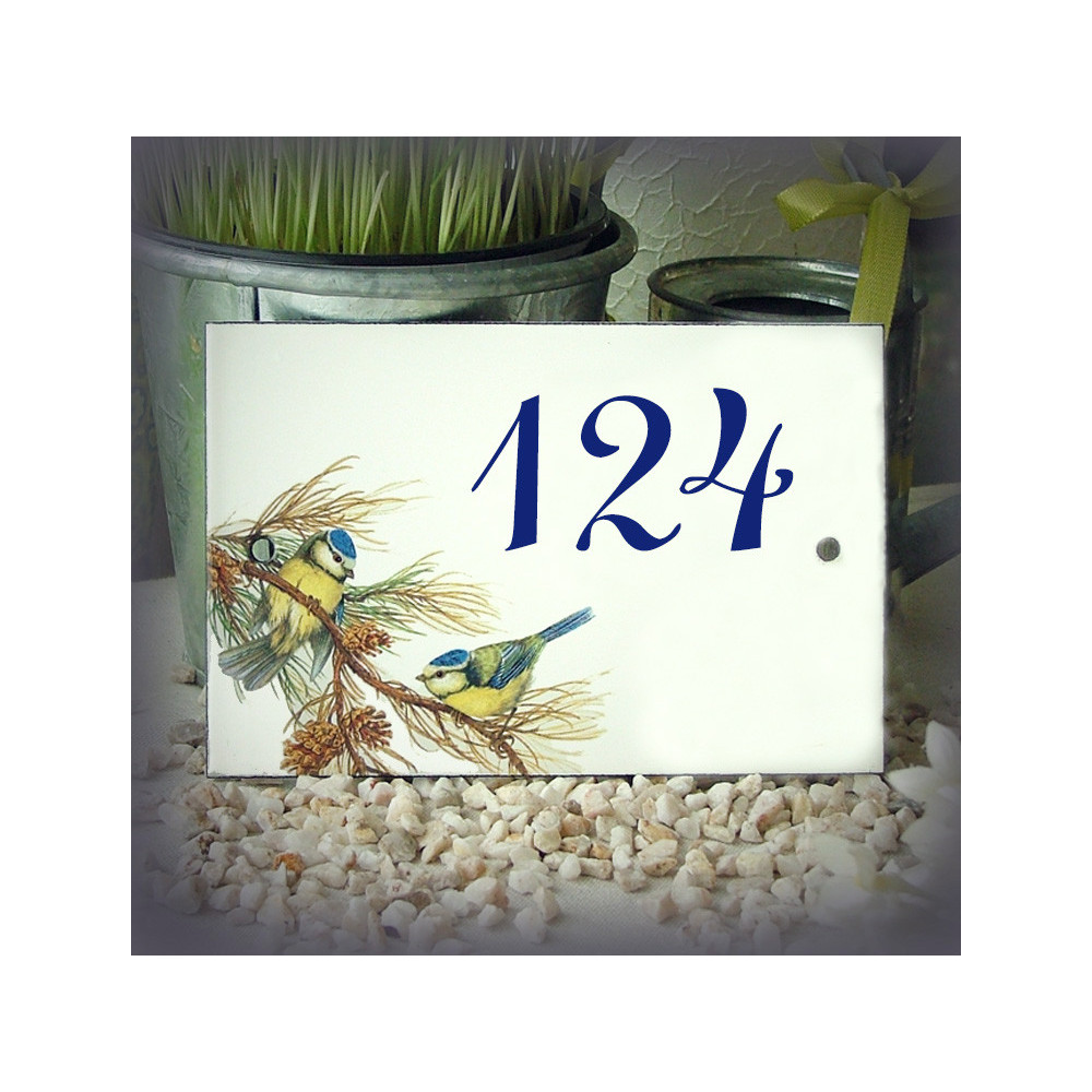 Numéro décor mésange bleue 15x10cm