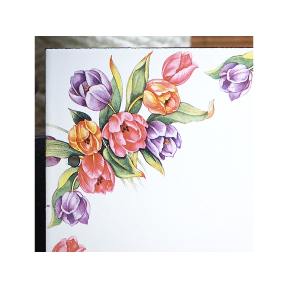 Numéro de rue émaillé : décor Tulipes, 15x10cm