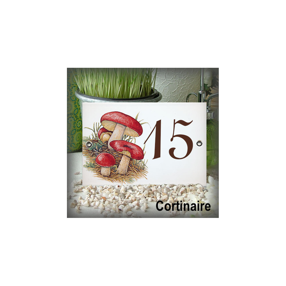 Numéro décor Champignon (6 décors proposés) 15x10cm avec en option de kit de fixation