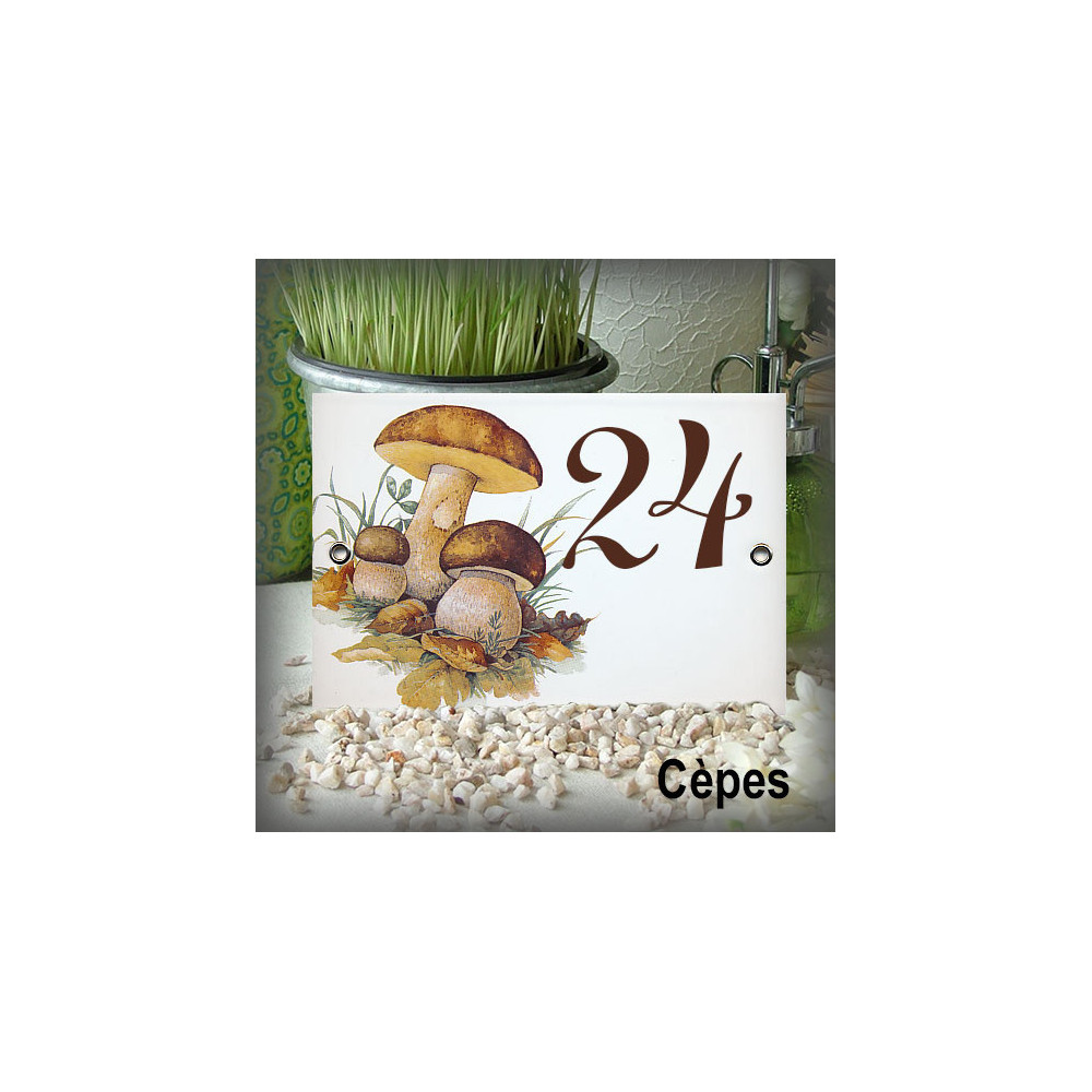 Numéro décor Champignon Cèpes 15x10cm