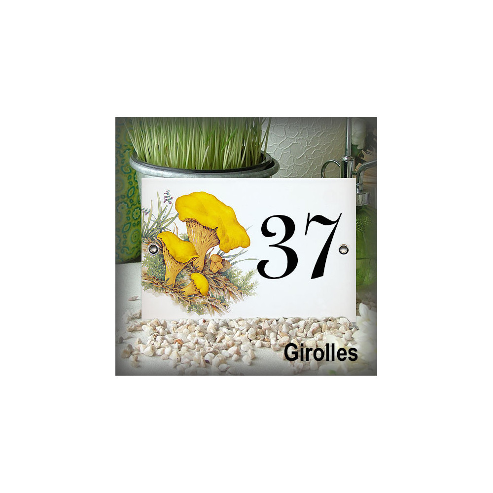 Numéro décor Champignon Girolles 15x10cm