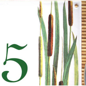 Numéro de rue émaillé décor Roseaux
