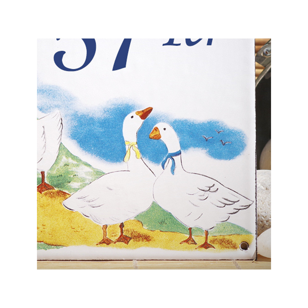 Numéro de rue émaillé décor Les Oies