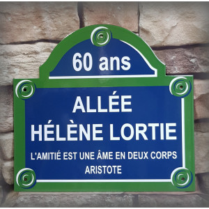 Plaque de rue Paris personnalisée date ou texte - Émaillée 30x26 cm (4 lignes)