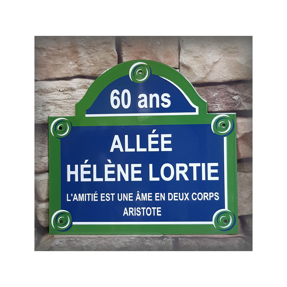 Plaque de rue Paris personnalisée date ou texte - Émaillée 30x26 cm (4 lignes)