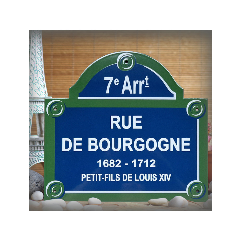 Plaque de rue de Paris personnalisée avec arrondissement - Émaillée 30x26 cm (4 lignes)