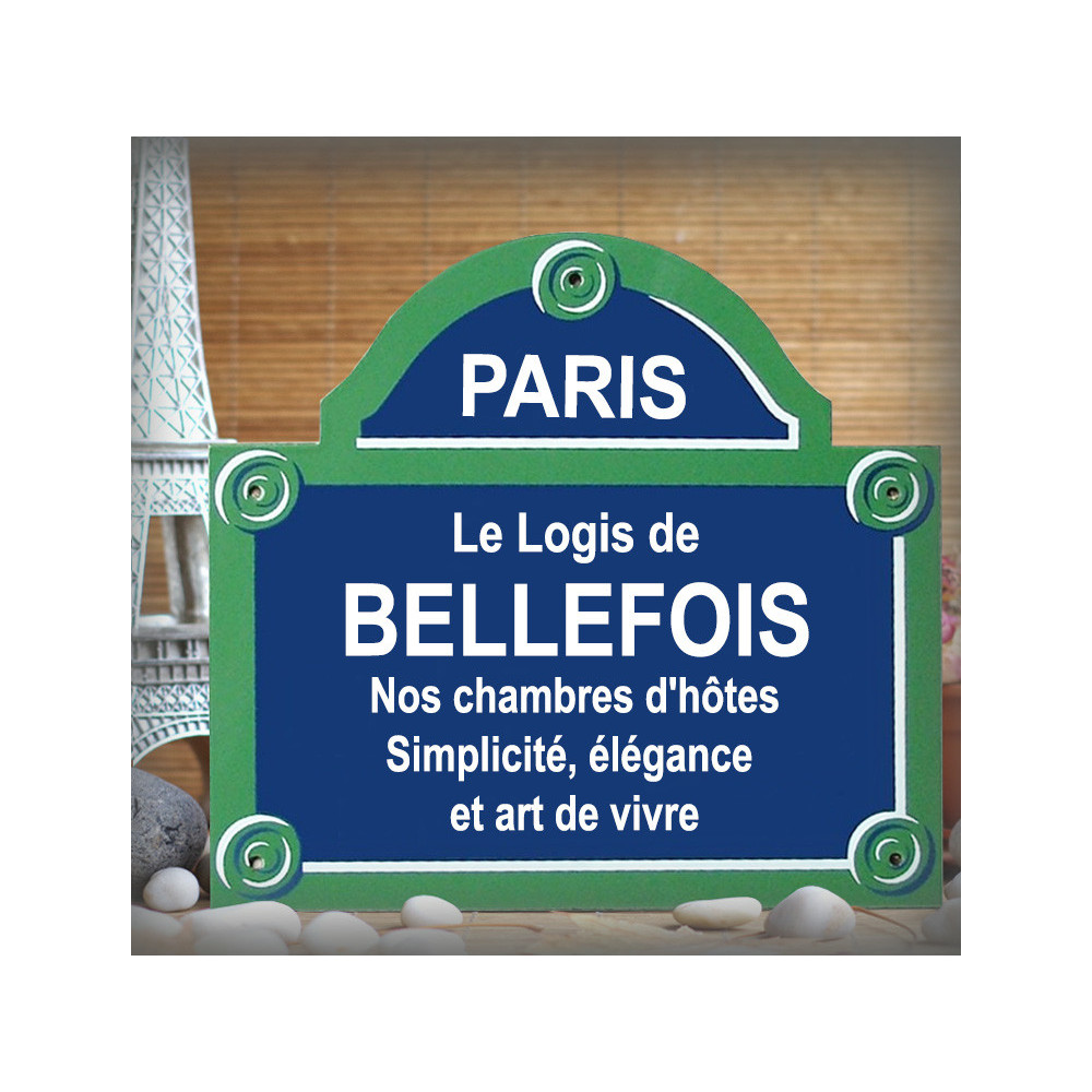 Plaque de rue Paris personnalisée date ou texte - Émaillée 30x26 cm (5 lignes)