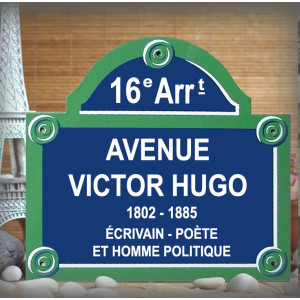 Plaque de rue de Paris personnalisée avec arrondissement - Émaillée 30x26 cm (5 lignes)