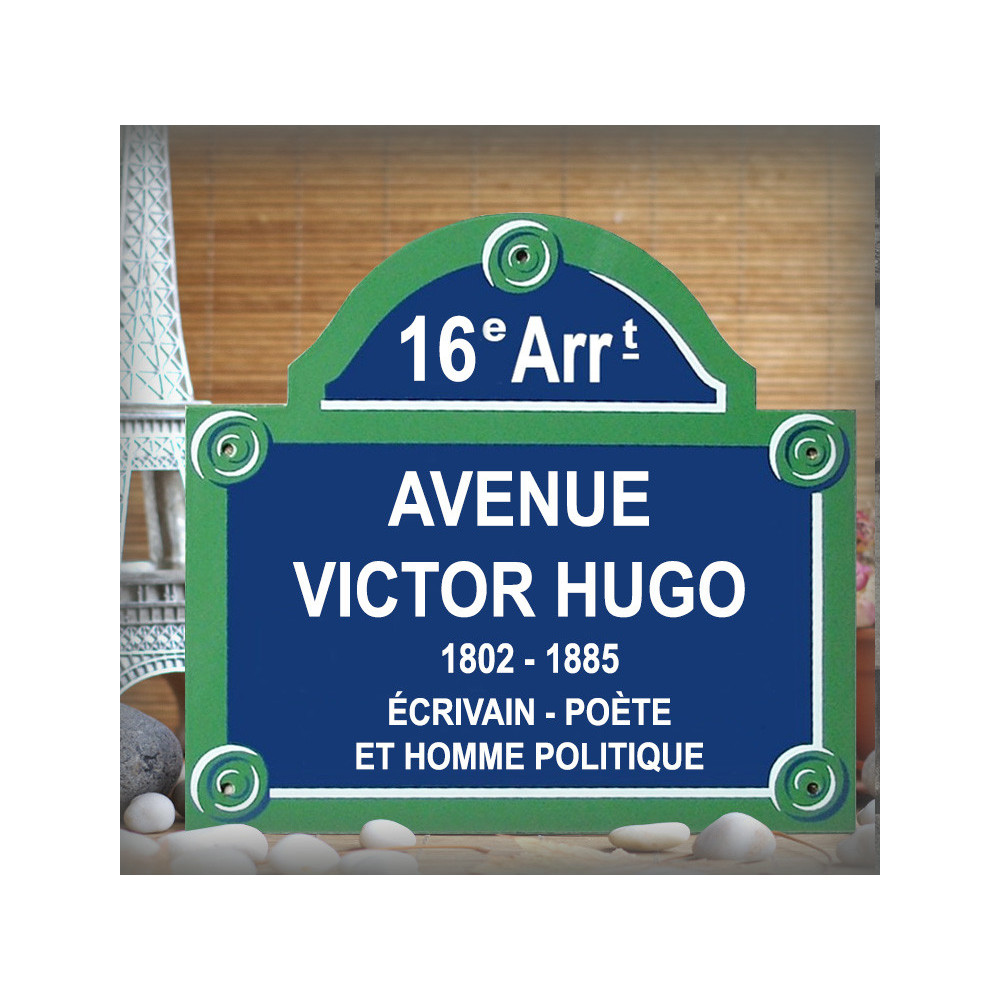 Plaque de rue de Paris personnalisée avec arrondissement - Émaillée 30x26 cm (5 lignes)