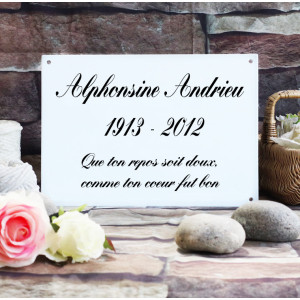 Plaque funéraire rectangulaire émaillée 28,5x20 cm - Personnalisable