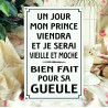 Plaque Émaillée Humoristique « Mon Prince Viendra » - Deco Vintage