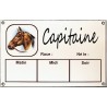 Plaque Box Chevaux émaillée blanc liseré et texte marron décor Capitaine 14x23cm