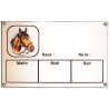 Plaque Box Chevaux émaillée blanc liseré et texte marron décor Spirit 14x23cm