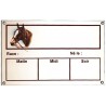 Plaque Box Chevaux émaillée blanc liseré et texte marron décor Tornado 14x23cm