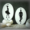 Lot de 2 Plaques ovales émaillées figurine homme & femme
