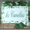 Plaque maison personnalisée émaillée blanc décor lierres texte english vert 14x23cm