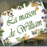 Enamel Home plate 12x8in blackberries decor with your text and deco net