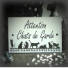 White Enamel plate "Attention Chats de garde"