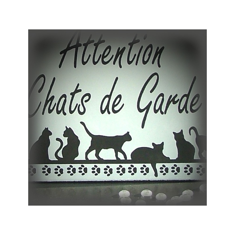 Enamel plate "Attention Chats de garde"