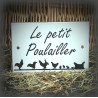 Plaque émaillée blanche "Le Petit Poulailler" 15x10cm