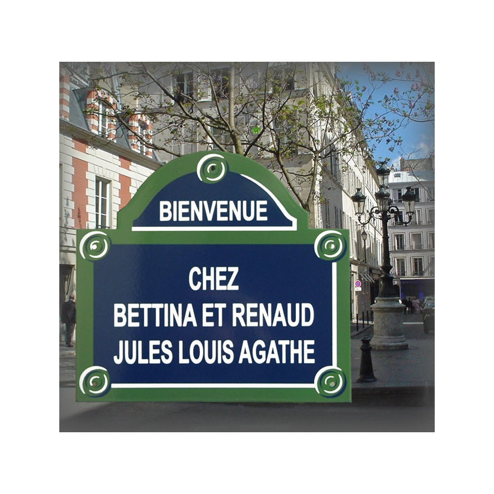 Your Enamel Plate of Paris 12x10.4in personalized in your name